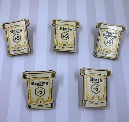 D&amp;D &quot;Stats&quot; Wood Pins