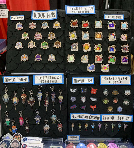 Pin and Charm display